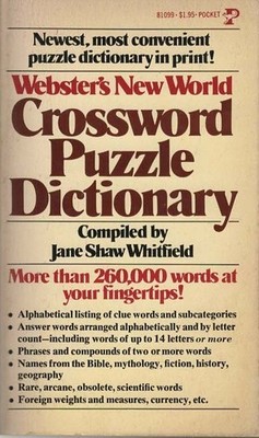 Websters New World Crossword Puzzle Dictionary - Jane Shaw Whitfield - Accept...