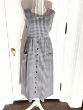 Vintage Talbots Oberon Size 6 Black White Checked Dress Button Classic D343