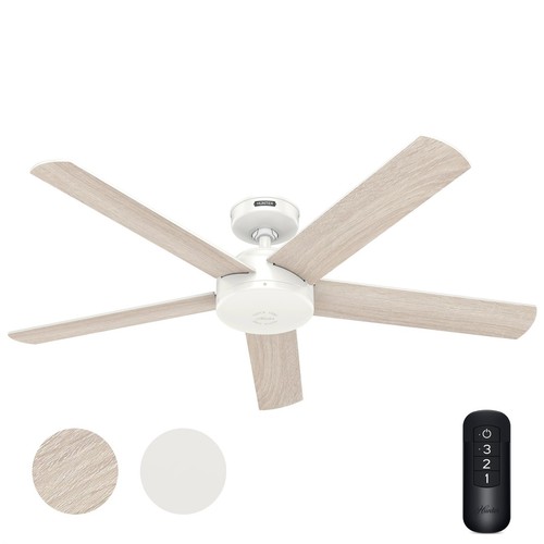 Hunter Fan 52 inch Fresh White Outdoor Ceiling Fan with Remote and No Light