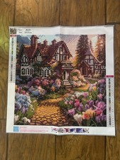 Completed Cottage in the Spring Diamond Art Painting 13.75 x 13.75