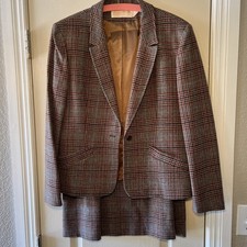 Pendleton Jacket  Skirt Set No Signs Of Wear Plaid Red Blue Brown Black Sz 14