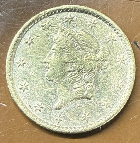 1853 $1 Gold Liberty Type 1 Coin AU Almost Uncirculated - TCCCX