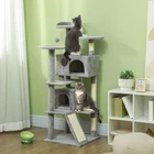 PawHut 138cm Cat Tower with Scratching Posts Bed Condo Platform, Light Grey