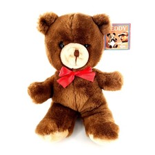 Vintage 1979 Russ Teddy Bear Roosevelt Plush 11" Stuffed Animal Red Bow w/ Tag