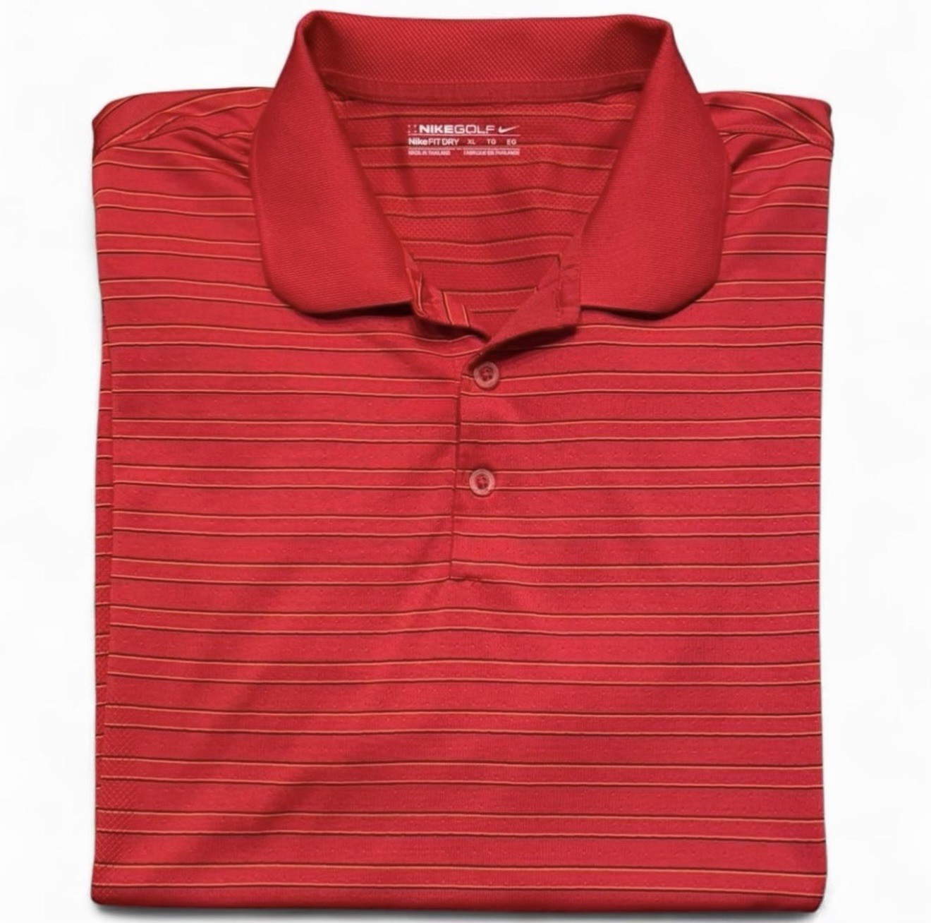 Nike Golf Polo Shirt Dri-FIT Red Striped Athletic Short Sleeve Casual Men's XL