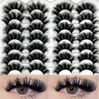 etokdos Mink Lashes Fluffy 20mm Long Dramatic Pack 25mm Big Lash black 