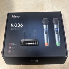 Fifine M-K036 UHF Dual Channel Wireless Handheld Microphone System 2 Mics Opened