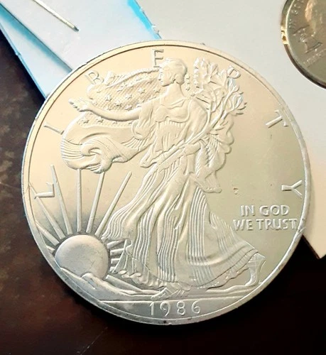 1986-S American Silver Eagle Bullion ~ No Mint Mark ~ No Container/COA