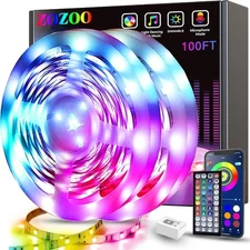 100ft LED Strip Lights Smart RGB Music Sync Remote APP Home Party