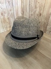 All American Stetson Lg / XL Fedora Tweed Gray Black Hat Stylish