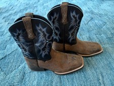 Ariat Tombstone Western Boots Youth Sz 3 Square Toe Leather 10012794 Earth Brown