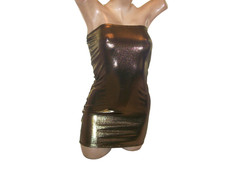 New Stripper Exotic Dancer Gold Holo Mini Tube Dress S/M Stripperwear