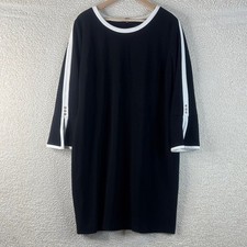 NWT Tommy Hilfiger Women Black White Contrast Trim Bell Sleeve Shift Dress Sz 18