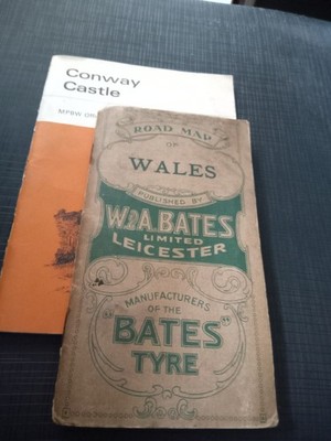 Vintage Road Map of Wales and Conway Castle Pamplet