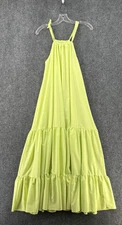 Elisabetta Franchi Celyn b Lime Green Ruffle Tiered Maxi Racerback Dress Size M