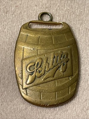 vintage SCHLITZ BREWING CO. Beer Barrel Keg shaped watch fob Manchester NH