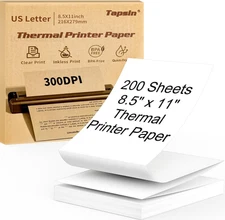 Thermal Printer Paper 8.5 x 11 Inch, Quick-Dry US Letter 200 sheets, white