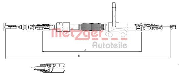 Seilzug Feststellbremse Hinten Links Metzger 25134 FÜR Alfa Romeo Handbremsseil-image