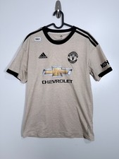 Adidas Mens Manchester United Football Soccer Shirt Top Beige Sz M 19.5x27.5