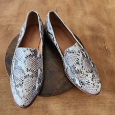 Madewell The Frances Loafer Women's 7 Tan Black Snake Embossed Leather Slip On