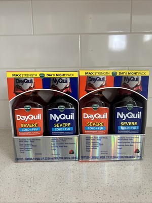 Expired 3/2024 - Lot Of 2 Vicks DayQuil & NyQuil Severe Cold & Flu 12oz Each