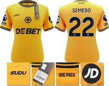 BNWT 2024 2025 WOLVES SUDU HOME SHIRT SEMEDO 22 + PATCHES SMALL