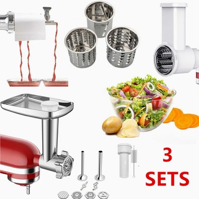 3Sets Meat Grinder/Slicer Shredder Juicing Attachment for KitchenAid Stand Mixer