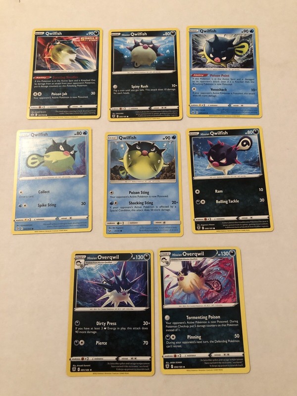 Lot Of 8 Qwilfish and Overqwil Pokemon Cards