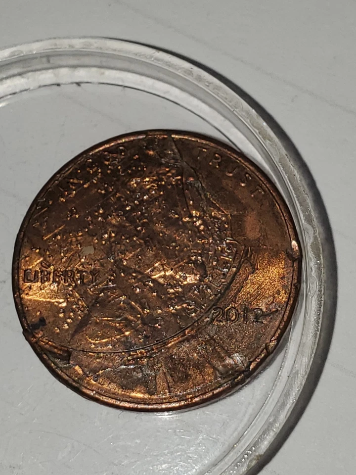 Carimbo de erro, escudo duplo golpe Lincoln 2012 centavo *SUPER RARO* - Imagem 3 de 4