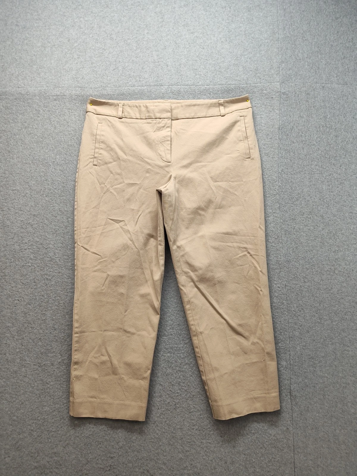 Ann Taylor Loft Women Julie Pants 14 Beige Straight Leg Flat Front Stretch Capri