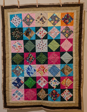 square in a square finished quilt multicolor 100 cotton, poly batt 36"x46"