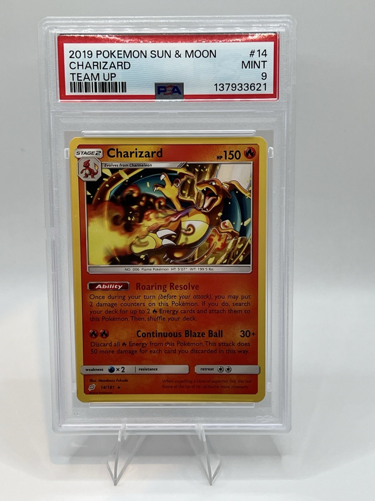 Pokémon Charizard 14/181 Sun & Moon Team Up Rare Regular PSA 9 2019