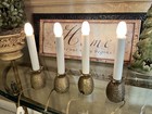 4 Vintage Brass Pineapple Candlesticks Electric Window Candle Nightlight Set — photo 1