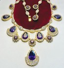 Important Signed Ciner Faux Amethyst Teardrops Necklace-Rare Big Opulent Design — photo 1