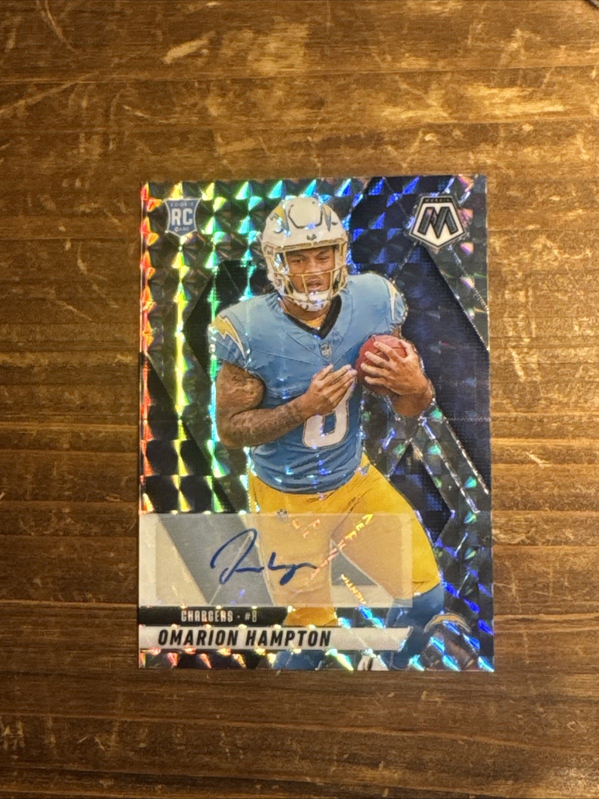 2025 Panini Mosaic Silver Prizm Chargers Omarion Hampton AUTO RC Rookie #335