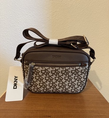 DKNY Crossbody Bag,Signature Logo,Beige Brown,camera Bag