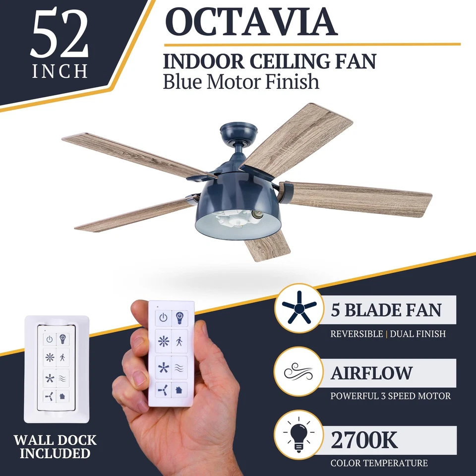 Prominence Home Octavia, 52 Inch Industrial Style LED Ceiling Fan with Light, - Image 3 of 4