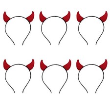 ANDES 6PCS Devil Horns Headband,Red Devil Horns Devil Costume for Women Men