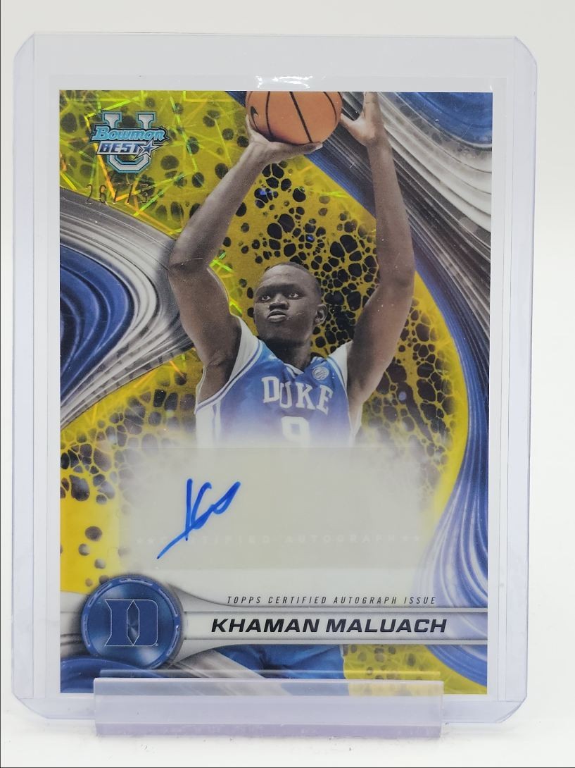 KHAMAN MALUACH 2024-25 BOWMAN U BEST YELLOW LASER REFRACTOR AUTO /75 Q4616