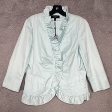 NWT Talbots Jacket Blazer Women's Sz 4 Mint Green Grace Fit Ruffle Trim Stretch