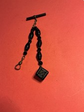 Vintage Victorian Mourning Black Satin Glass Bead And Box Fab A1374