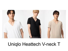 UNIQLO Japan MEN Heattech V Neck Short Sleeve T-shirt Warm High Functionality