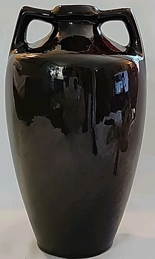 Antique Weller Vase Double Handle Art Pottery Louwelsa Glazed Hand Painted Pansy - Image 4 of 4