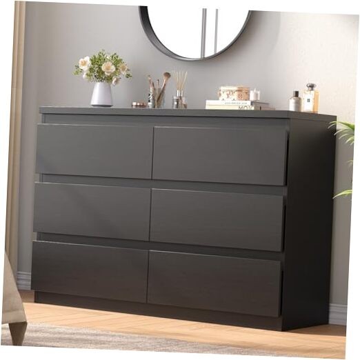 6-Drawer Simply Black Dresser - 47.2