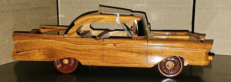 Chevy Bel Air 1957 modelo de coche de madera hecho a mano Foto 3 de 4