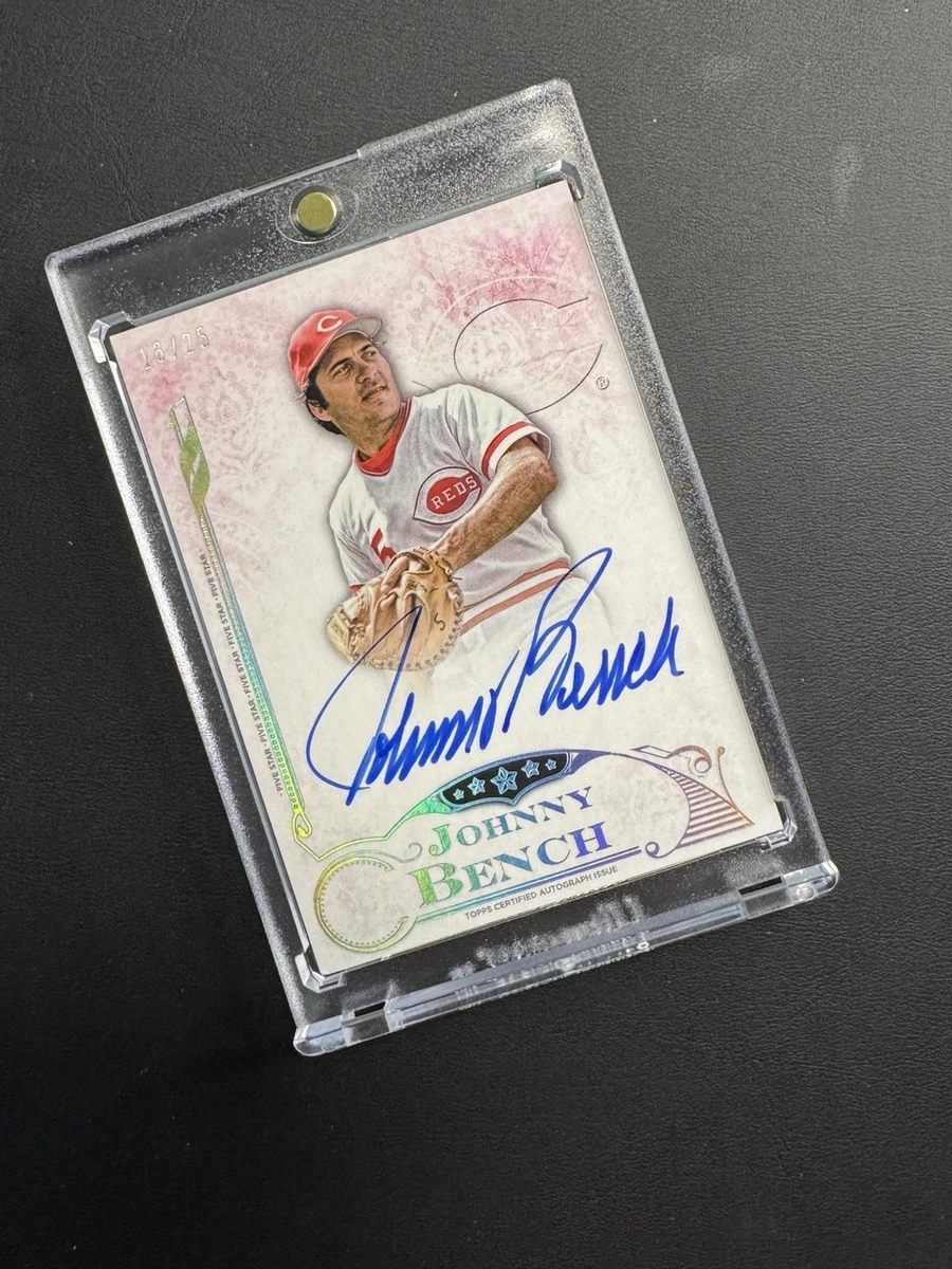 Topps Johnny Bench Autographed Baseball Sports Trading Cards