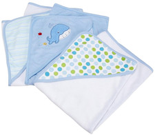 Hooded Towel Set for Newborn Boys and Girls, Soft Terry Baby Towels, Baby Bath E