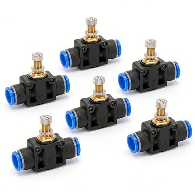6pcs 4mm to 4mm Tubing Speed Controller Valve Air Pneumatic Quick Fittings