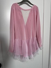 ICE SKATING FIGURE SKATING DRESS PINK GIRLS SIZE LARGE 10-12 LONG SLEEVE