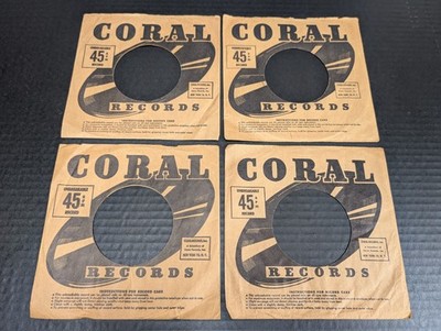 Lot of 4 Vintage Coral Records 45 RPM 7" Company Sleeves Buddy Holly ...